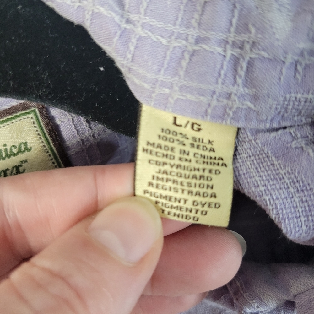 Mens Jamaica Jaxx Purple Silk Short sleeve Hawaiian Button front shirt Size L - Picture 7 of 10